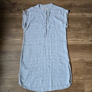 WINEYARD VINES Shirt Dress Womens M Blue Chevron Chambray Tunic Coastal Preppy